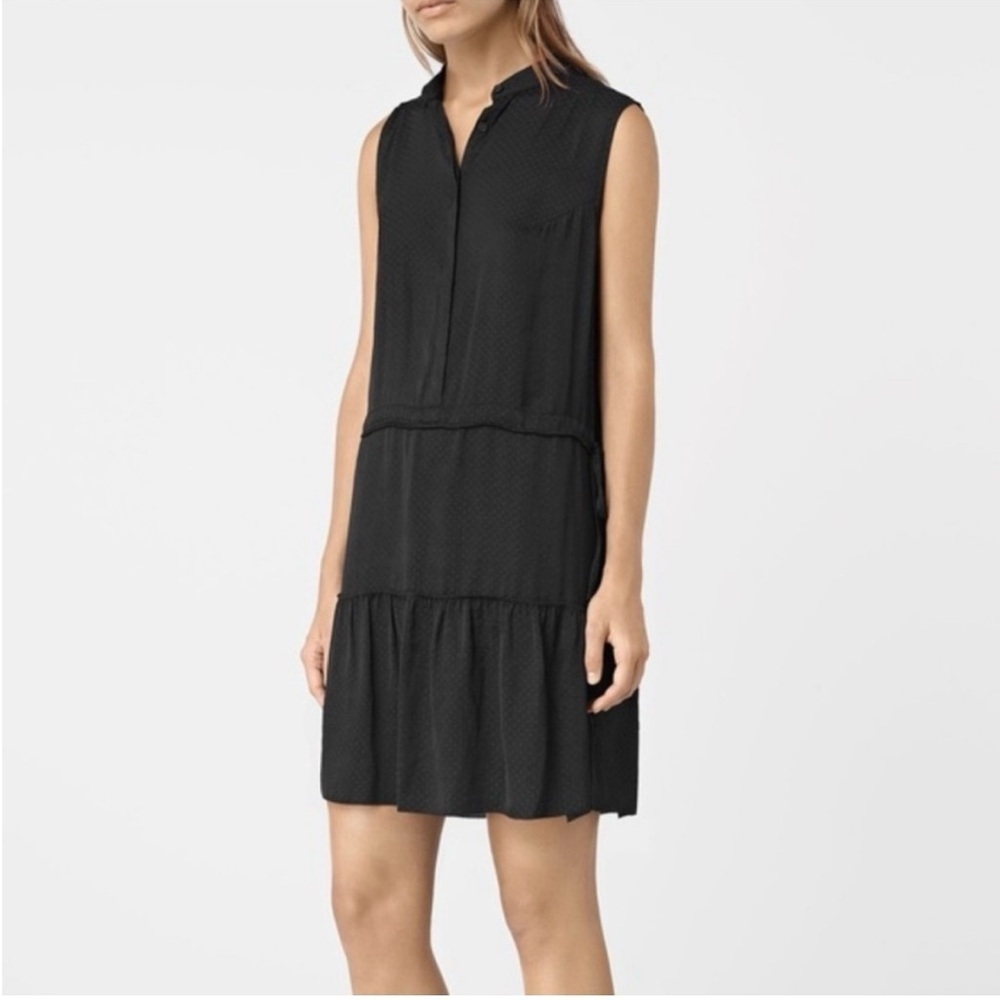 ALL SAINTS Lin Long Sleeve Dress Women’s Size 10 in Black in EUC!
